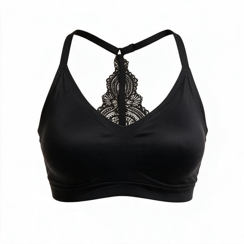 Soma Enbliss Racerback Bralette Size Large Black Lace Wireless Bra